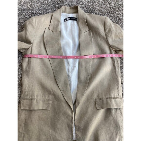 Zara Women’s Beige Linen Blazer Size Large – Relaxed Fit, Made in Morocco - Picture 4 of 5